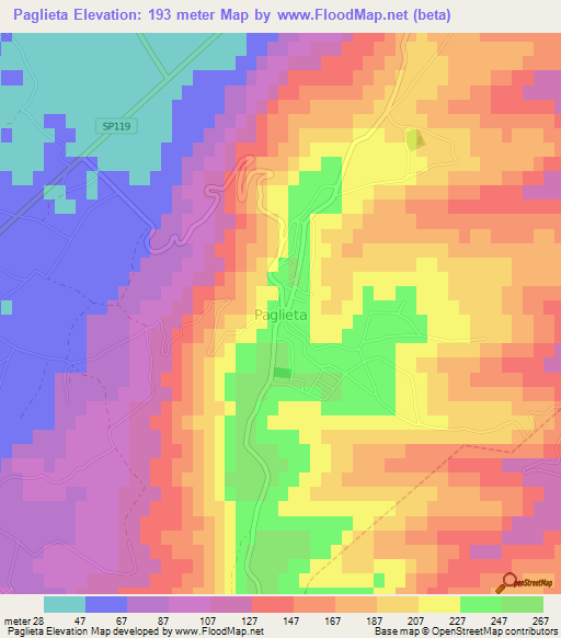 Paglieta,Italy Elevation Map