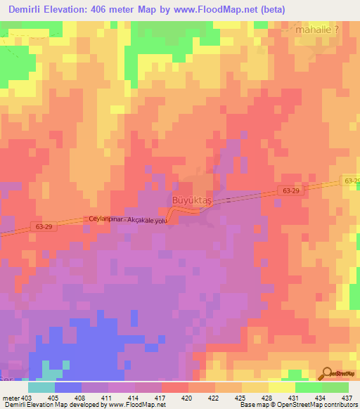 Demirli,Turkey Elevation Map