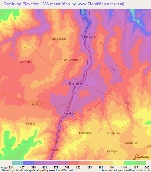 Demirkoy,Turkey Elevation Map