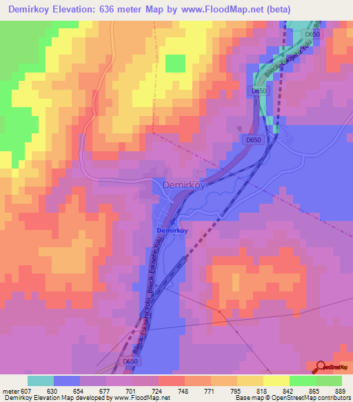 Demirkoy,Turkey Elevation Map