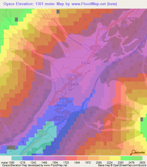 Oyace,Italy Elevation Map