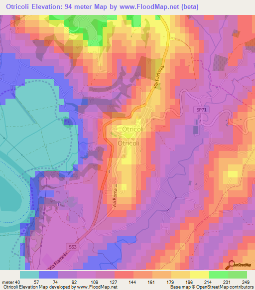 Otricoli,Italy Elevation Map