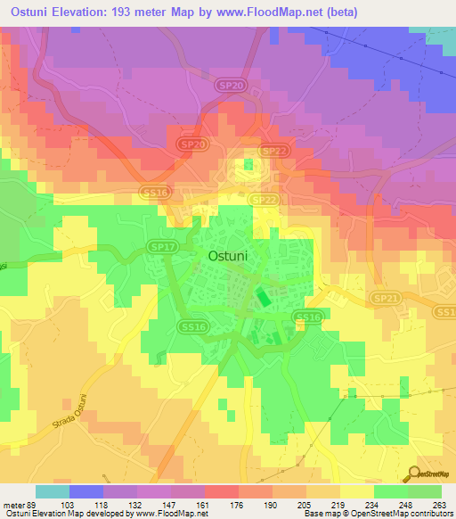 Ostuni,Italy Elevation Map