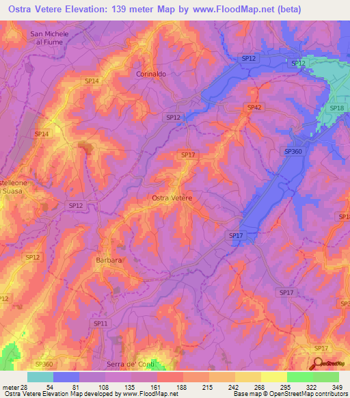 Ostra Vetere,Italy Elevation Map