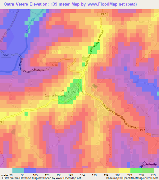 Ostra Vetere,Italy Elevation Map