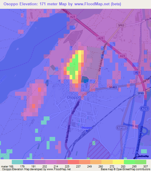 Osoppo,Italy Elevation Map