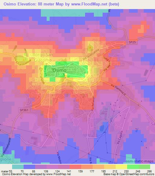 Osimo,Italy Elevation Map