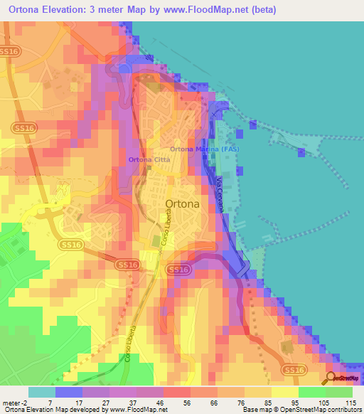 Ortona,Italy Elevation Map