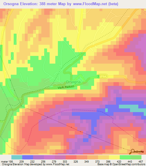 Orsogna,Italy Elevation Map