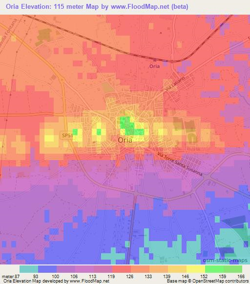 Oria,Italy Elevation Map