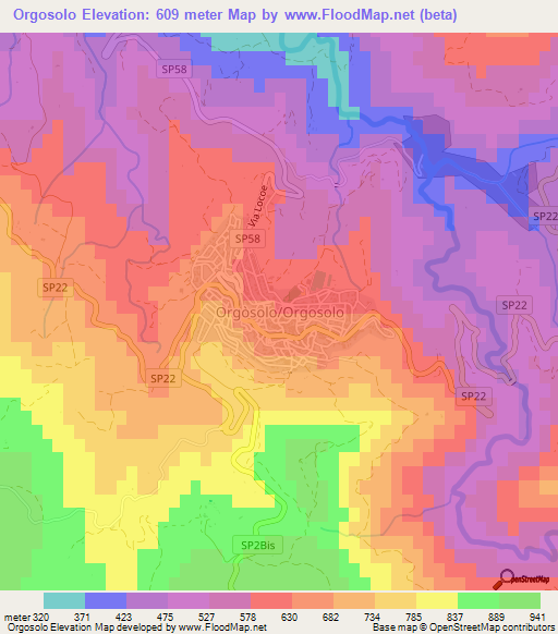 Orgosolo,Italy Elevation Map