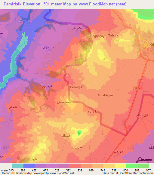 Demirisik,Turkey Elevation Map