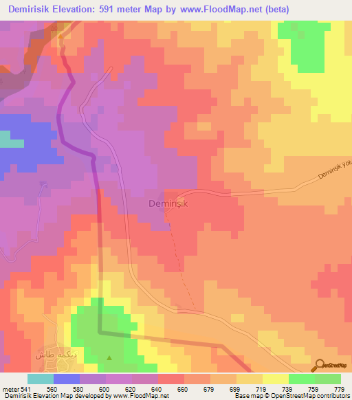 Demirisik,Turkey Elevation Map