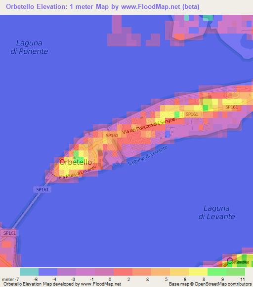 Orbetello,Italy Elevation Map