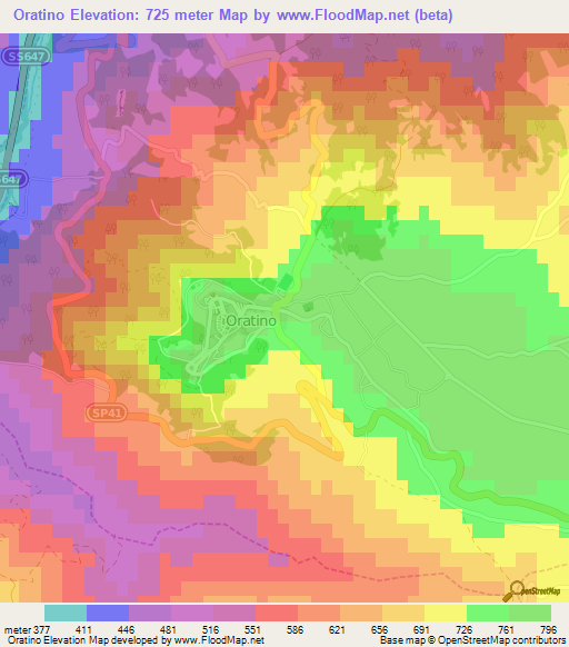 Oratino,Italy Elevation Map