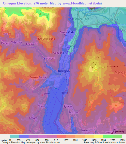 Omegna,Italy Elevation Map
