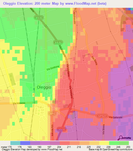 Oleggio,Italy Elevation Map