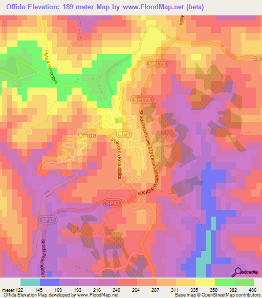 Offida,Italy Elevation Map