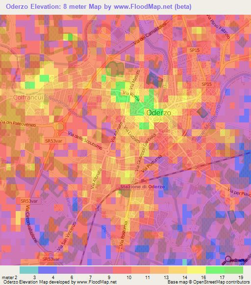 Oderzo,Italy Elevation Map