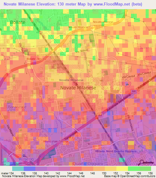 Novate Milanese,Italy Elevation Map