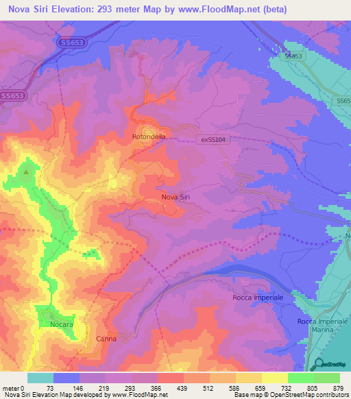 Nova Siri,Italy Elevation Map