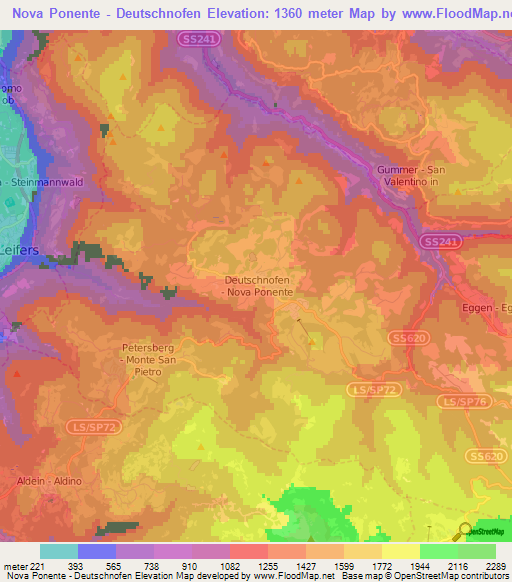 Nova Ponente - Deutschnofen,Italy Elevation Map