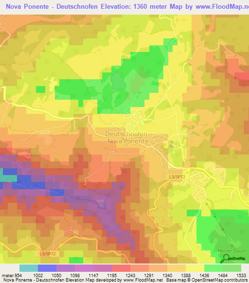 Nova Ponente - Deutschnofen,Italy Elevation Map