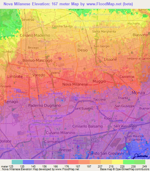 Nova Milanese,Italy Elevation Map