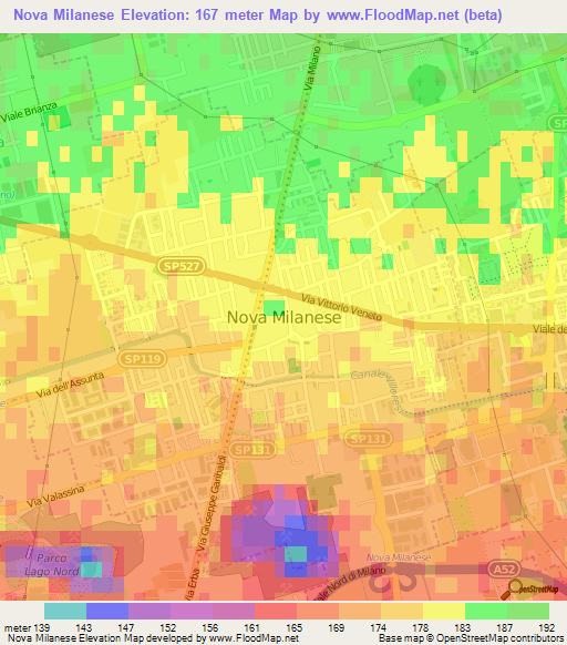 Nova Milanese,Italy Elevation Map