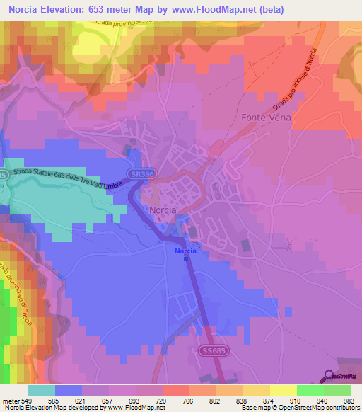 Norcia,Italy Elevation Map