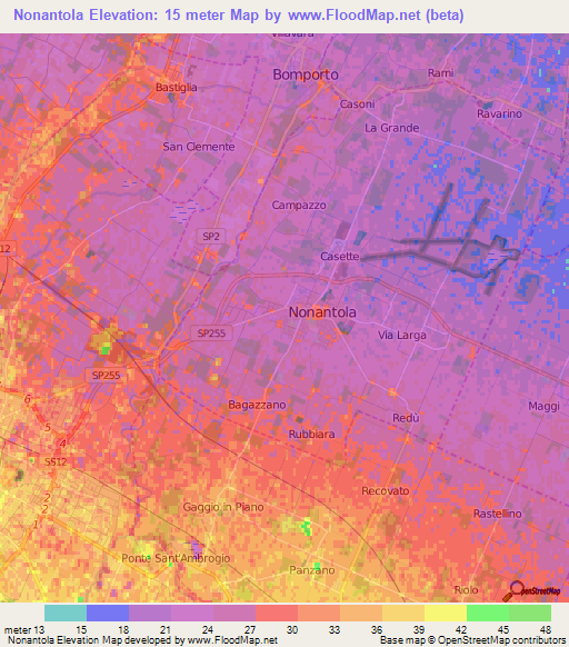 Nonantola,Italy Elevation Map