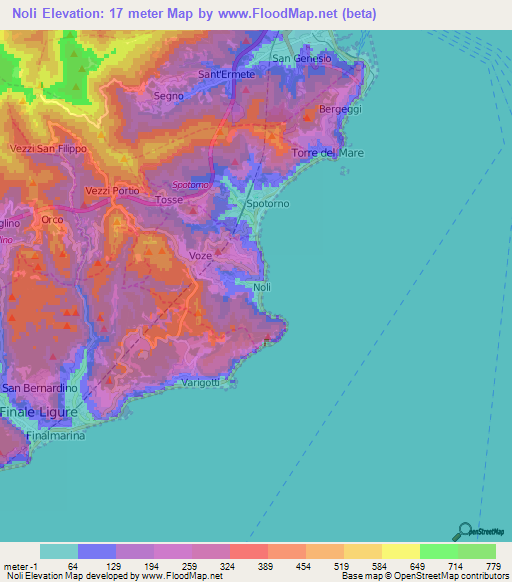 Noli,Italy Elevation Map