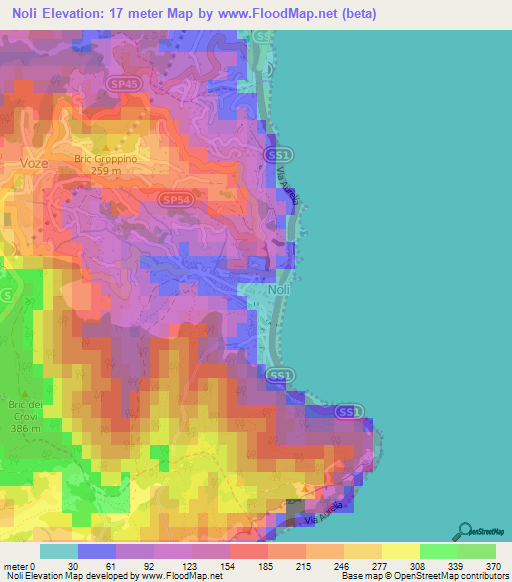 Noli,Italy Elevation Map