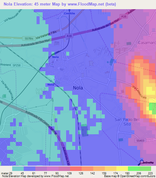 Nola,Italy Elevation Map