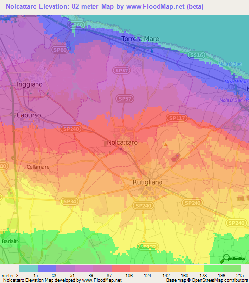 Noicattaro,Italy Elevation Map