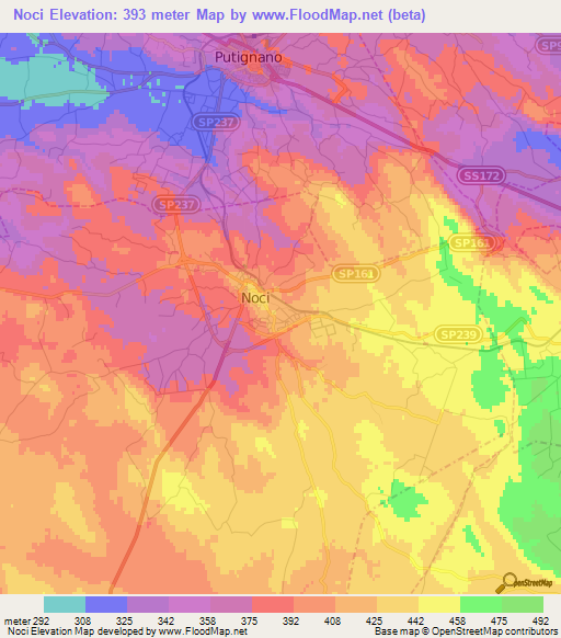 Noci,Italy Elevation Map