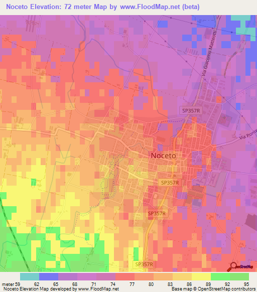 Noceto,Italy Elevation Map