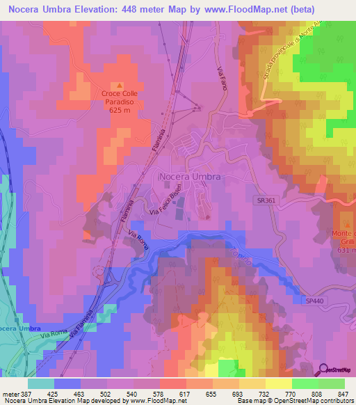 Nocera Umbra,Italy Elevation Map