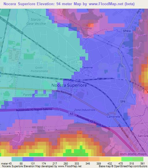 Nocera Superiore,Italy Elevation Map