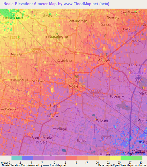 Noale,Italy Elevation Map