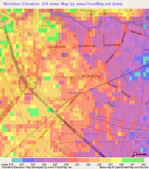 Nichelino,Italy Elevation Map