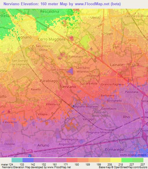 Nerviano,Italy Elevation Map