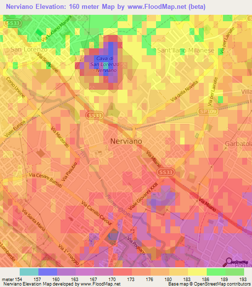 Nerviano,Italy Elevation Map