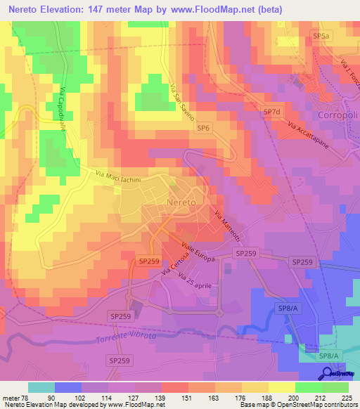 Nereto,Italy Elevation Map