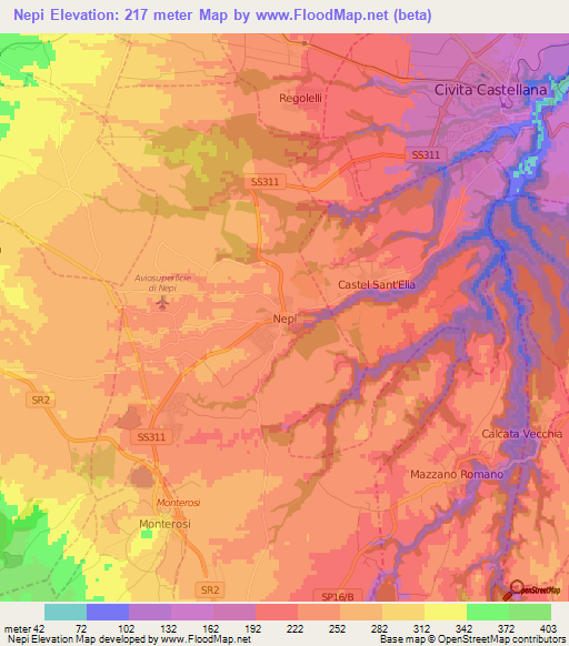 Nepi,Italy Elevation Map