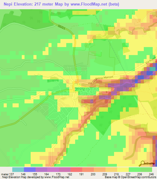 Nepi,Italy Elevation Map