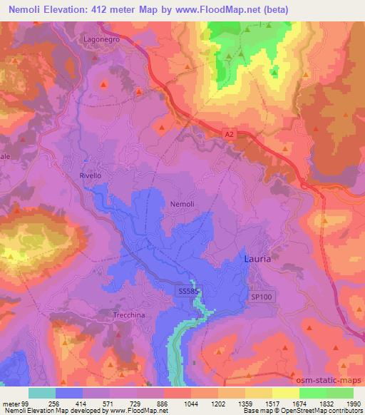 Nemoli,Italy Elevation Map