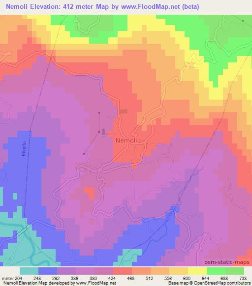 Nemoli,Italy Elevation Map