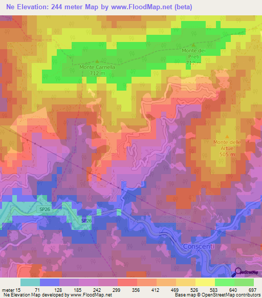 Ne,Italy Elevation Map