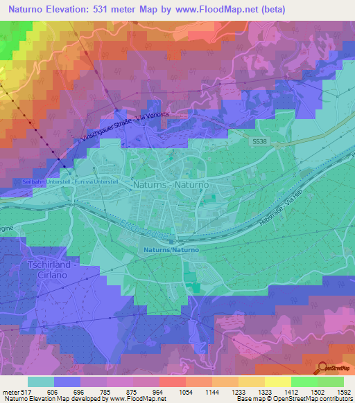 Naturno,Italy Elevation Map